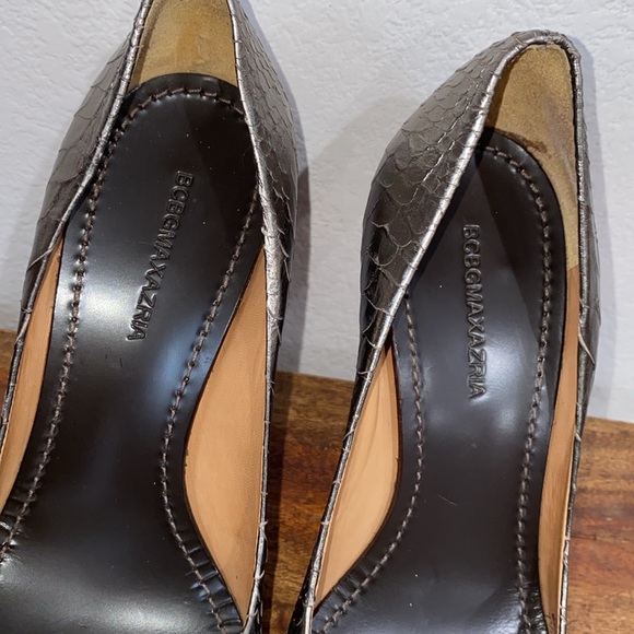 BCBGMaxazria Leather Pewter Heels 7.5 - Picture 4 of 9
